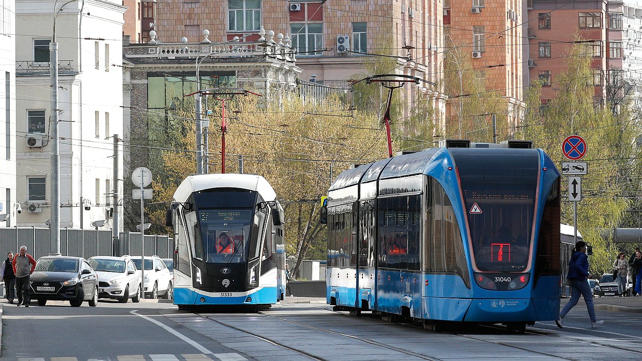 Москва город трамвай транспорт