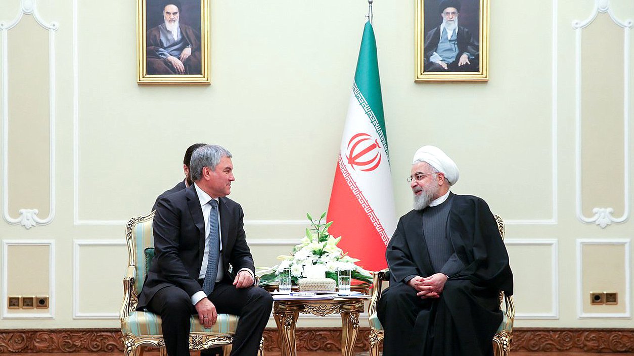 Chairman of the State Duma Viacheslav Volodin and President of the Islamic Republic of Iran Hassan Rouhani