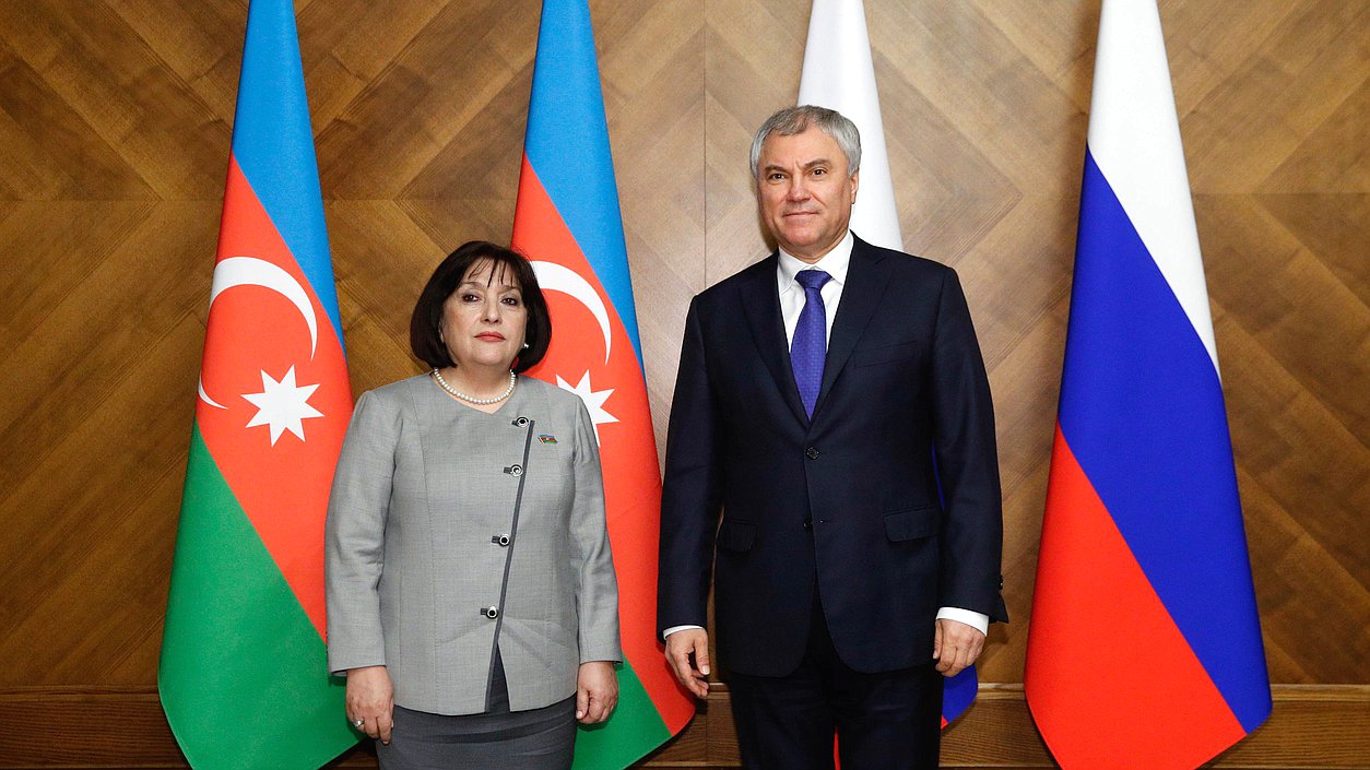 Chairman of the State Duma Vyacheslav Volodin and Chairwoman of the Milli Majlis of the Republic of Azerbaijan Sahiba Gafarova