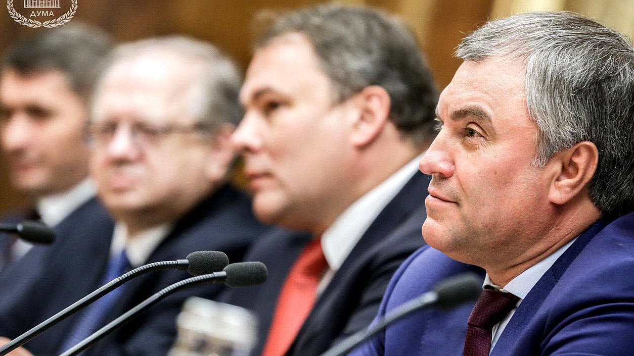 Председатель Государственной Думы Вячеслав Володин во время встречи. Автор фото: Анна Исакова/Фотослужба Государственной Думы.