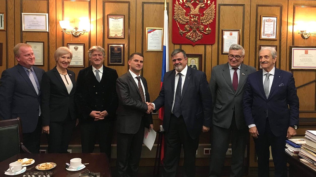Iaroslav Nilov and delegation of Italian Trade Union Confederation General Union of Labour