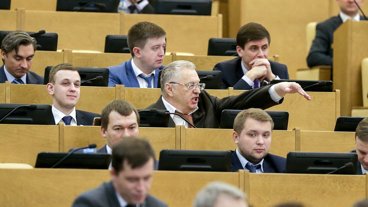 Руководитель фракции "ЛДПР" Владимир Жириновский во время пленарного заседания. Фото: Анна Исакова/Фотослужба Государственной Думы.