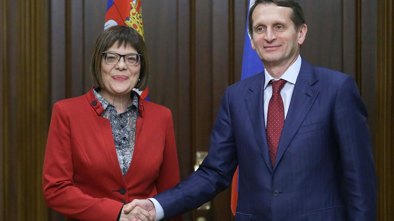 Встреча Председателя Государственной Думы
Федерального Собрания Российской Федерации С.Е.Нарышкина
с Председателем Народной скупщины Республики Сербии М.Гойкович.
