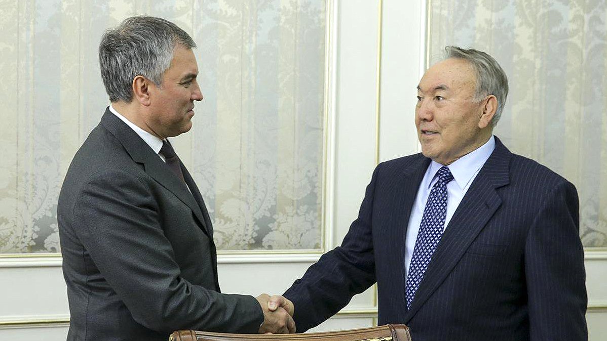 Chairman of the State Duma Viacheslav Volodin and President of Kazakhstan Nursultan Nazarbayev
