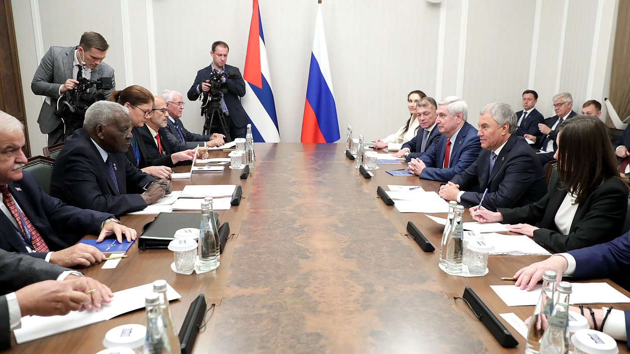 Meeting of Chairman of the State Duma Vyacheslav Volodin and President of the National Assembly of People's Power and the Council of State of the Republic of Cuba Esteban Lazo Hernández