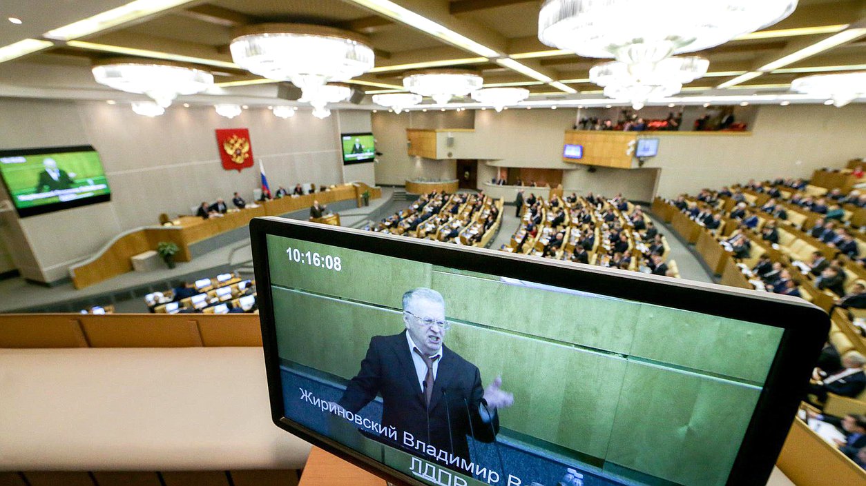 Руководитель фракции "ЛДПР" Владимир Жириновский во время пленарного заседания. Фото: Анна Исакова/Фотослужба Государственной Думы.