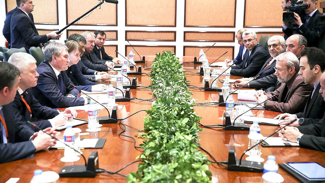 Meeting of Chairman of the State Duma Viacheslav Volodin and Chairman of the Islamic Consultative Assembly of the Islamic Republic of Iran Ali Larijani. Pakistan, 24 December 2017