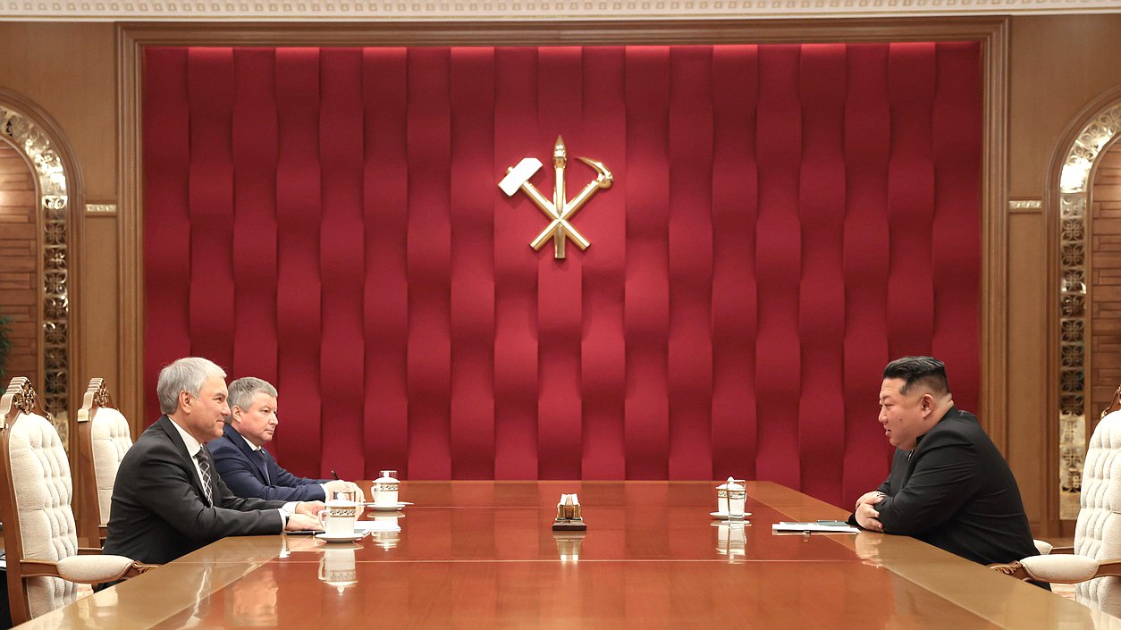 Chairman of the State Duma Vyacheslav Volodin and Chairman of State Affairs of the Democratic People's Republic of Korea Kim Jong-un