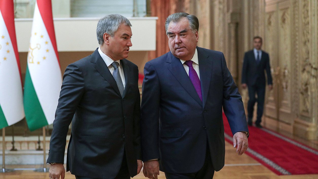 Chairman of the State Duma Viacheslav Volodin and President of the Republic of Tajikistan Emomali Rahmon