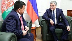 Chairman of the State Duma Viacheslav Volodin and Speaker of the House of the People of the National Assembly of the Islamic Republic of Afghanistan Mir Rahman Rahmani