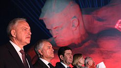 Председатель Государственной Думы Вячеслав Володин, Председатель Палаты представителей Национального собрания Республики Беларусь Игорь Сергеенко и Председатель Мажилиса Парламента Республики Казахстан Ерлан Кошанов. Митинг-реквием, приуроченный к 85-й годовщине начала Великой Отечественной войны