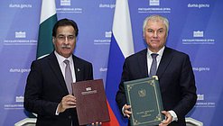 Chairman of the State Duma Vyacheslav Volodin and Speaker of the National Assembly of the Islamic Republic of Pakistan Sardar Ayaz Sadiq