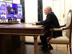 Совещание с постоянными членами Совета Безопасности (в режиме видеоконференции). Фото: kremlin.ru