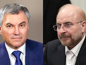 Председатель ГД Вячеслав Володин и Председатель Собрания Исламского Совета (парламента) Ирана Мохаммад Багер Галибаф
