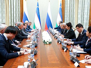 Встреча Председателя Государственной Думы Вячеслава Володина с Председателем Сената Олий Мажлиса Республики Узбекистан Танзилой Нарбаевой