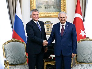 Chairman of the State Duma Viacheslav Volodin and Chairman the Grand National Assembly of Turkey Binali Yıldırım