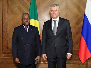 Chairman of the State Duma Vyacheslav Volodin and President of the Senate of the Parliament of the Republic of Congo Pierre Ngolo