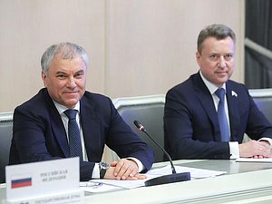 Vyacheslav Volodin, jefe de la Duma Estatal, y Anatoly Vyborny, vicejefe del Comité de Seguridad y Anticorrupción