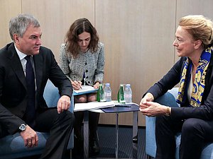 Chairman of the State Duma Viacheslav Volodin and Secretary General of the Council of Europe Marija Pejčinović Burić