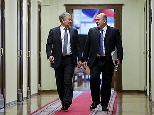 Председатель Государственной Думы Вячеслав Володин и Председатель Правительства РФ Михаил Мишустин