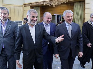 Председатель Государственной Думы Вячеслав Володин и Первый заместитель Председателя Исламского Совета Ирана Али Никзад