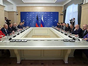 Meeting of Chairman of the State Duma Vyacheslav Volodin and Chairman of the DPR People's Council Vladimir Bidevka