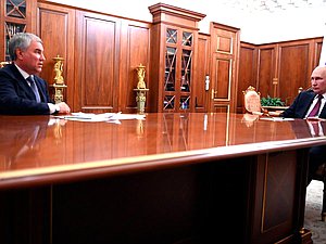 Встреча Президента РФ Владимира Путина и Председателя ГД Вячеслава Володина. Фото: kremlin.ru