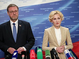 Deputy Speaker of the Federation Council Konstantin Kosachev and Deputy Chairwoman of the State Duma Irina Yarovaya