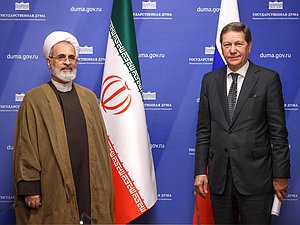 First Deputy Chairman of the State Duma Alexander Zhukov and Deputy Chairman of the Assembly of Experts of the Islamic Republic of Iran Alireza Arafi