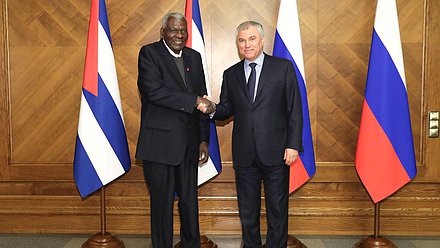 Reunión del Jefe de la Duma Estatal, Vyacheslav Volodin, con el Presidente de la Asamblea Nacional del Poder Popular y del Consejo de Estado de la República de Cuba, Esteban Lazo Hernández