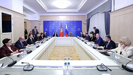 Встреча Председателя Государственной Думы Вячеслава Володина с Председателем Жогорку Кенеша Киргизской Республики Марленом Маматалиевым