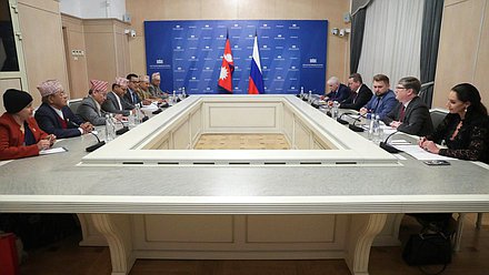 Встреча представителей фракций Государственной Думы с Председателем Национального собрания Федерального Парламента Непала Ганешем Прасадом Тимилсиной