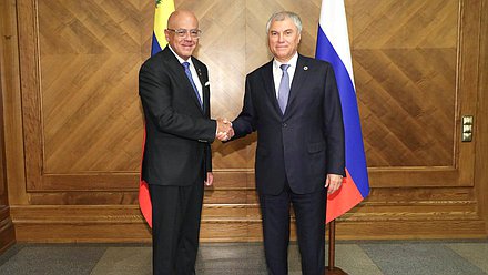 Председатель Государственной Думы Вячеслав Володин и Председатель Национальной Ассамблеи Боливарианской Республики Венесуэла Хорхе Хесус Родригес Гомес