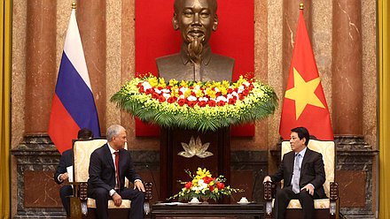 Chairman of the State Duma Vyacheslav Volodin and President of the Socialist Republic of Vietnam Lương Cường