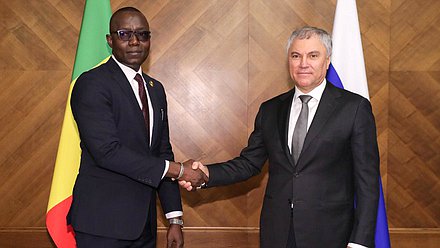 Chairman of the State Duma Vyacheslav Volodin and President of the National Transitional Council of the Republic of Mali Malick Diaw