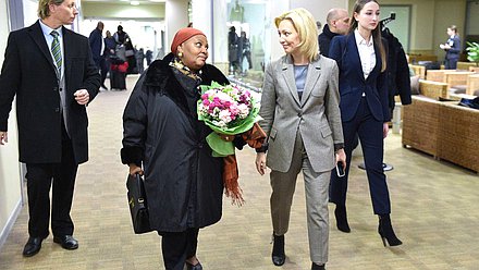 Chairwoman of the Committee on Development of Civil Society, Issues of Public Associations and Religious Organizations Olga Timofeyeva and Speaker of the National Assembly of the Parliament of the Republic of South Africa Nosiviwe Mapisa-Nqakula