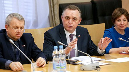 Член Комитета по финансовому рынку Евгений Шулепов во время встречи. Автор фото: Марат Абулхатин/Фотослужба Государственной Думы.