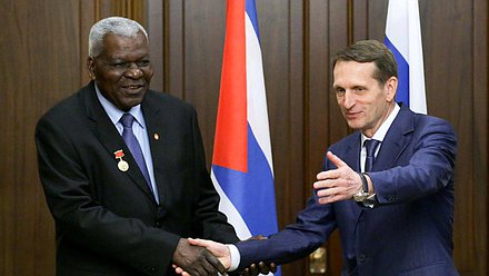 Встреча Председателя Государственной Думы С.Е.Нарышкина с Председателем Национальной ассамблеи народной власти Республики Куба Э.Ласо Эрнандесом.