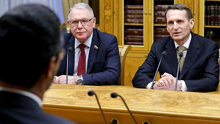 Встреча Председателя Государственной Думы 
Федерального Собрания Российской Федерации С.Е.Нарышкина 
c Председателем Нижней палаты Парламента 
Исламской Республики Афганистан А.Р.Ибрагими.
