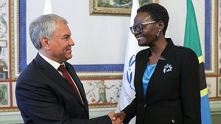 Chairman of the State Duma Vyacheslav Volodin and President of the Inter-Parliamentary Union, Speaker of the National Assembly of the United Republic of Tanzania Tulia Ackson