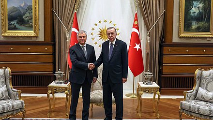 Председатель Государственной Думы Вячеслав Володин и Президент Турецкой Республики Реджеп Тайип Эрдоган