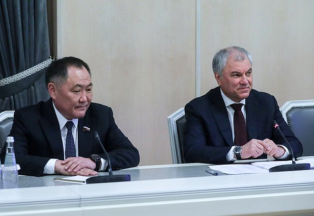 Deputy Chairman of the State Duma Sholban Kara-ool and Chairman of the State Duma Vyacheslav Volodin