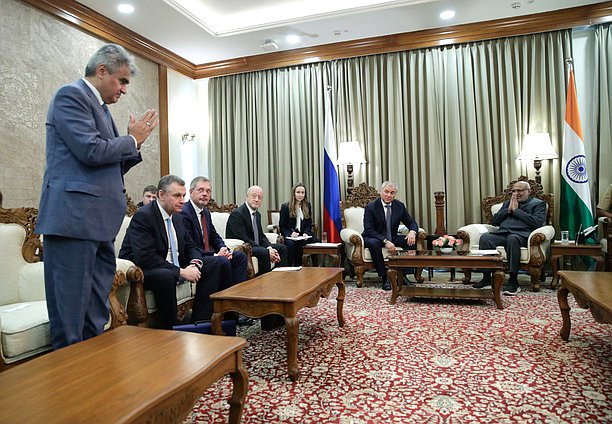 Leader of the New People faction Alexey Nechaev. Meeting of Chairman of the State Duma Vyacheslav Volodin and Governor of Maharashtra Chandrapuram Ponnusamy Radhakrishnan