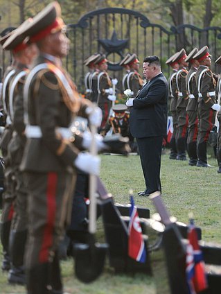 Chairman of State Affairs of the Democratic People's Republic of Korea Kim Jong-un. Opening ceremony of the Memorial Complex and Museum of the Military Deeds of Heroes of Foreign Military Operation