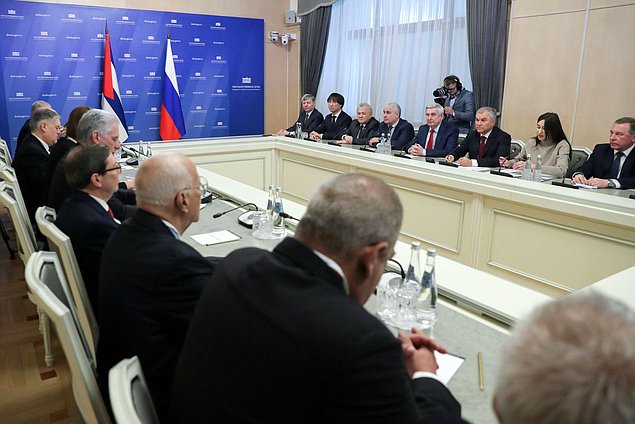 Meeting of Chairman of the State Duma Vyacheslav Volodin and President of the Republic of Cuba Miguel Díaz-Canel Bermúdez