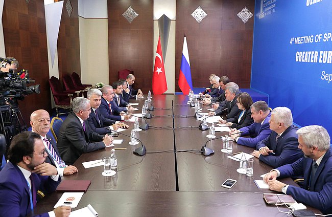 Meeting of Chairman of the State Duma Viacheslav Volodin and Speaker of the Grand National Assembly of Turkey Mustafa Şentop