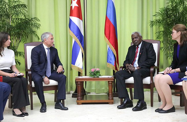 Meeting of Chairman of the State Duma Vyacheslav Volodin and President of the National Assembly of People's Power and the Council of State of the Republic of Cuba Esteban Lazo Hernández