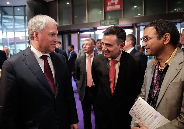 Chairman of the State Duma Vyacheslav Volodin near Russia's bookstands at the New Delhi World Book Fair