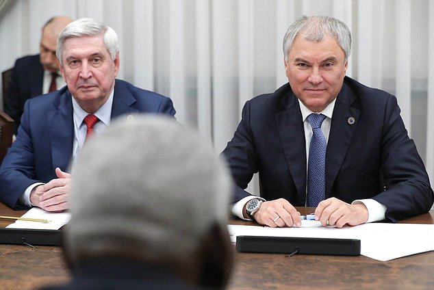 Chairman of the State Duma Vyacheslav Volodin and First Deputy Chairman of the State Duma Ivan Melnikov