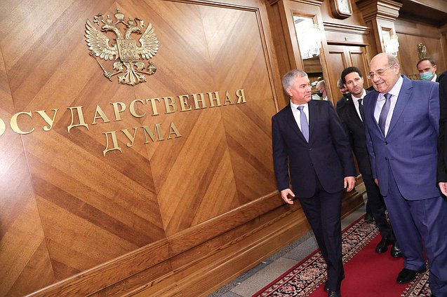 Председатель Государственной Думы Вячеслав Володин и Председатель Сената Арабской Республики Египет Абдельвахаб Абдерразек